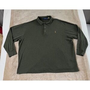 Polo Ralph Lauren polo Shirt Men's size 2XB BIG Olive Green Cotton long sleeve